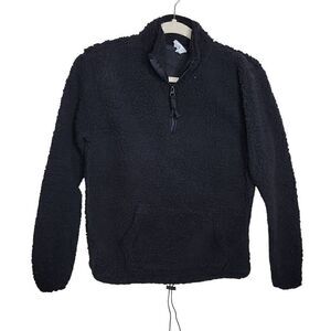 No Boundaries Black Long Sleeve Half Zip Collar Sweater Medium